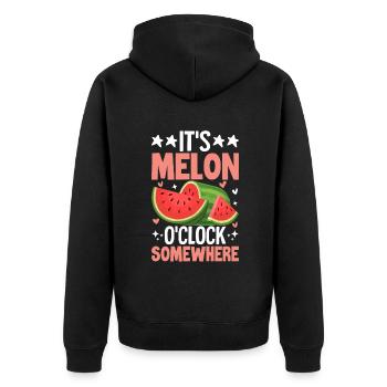 Melon Gift - Unisex Premium Bio Zip Hoodie - Schwarz - Hinten - Nico (187cm)