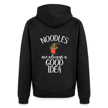 Noodle Lover Gifts - Unisex Premium Bio Zip Hoodie - Schwarz - Hinten - Nico (187cm)