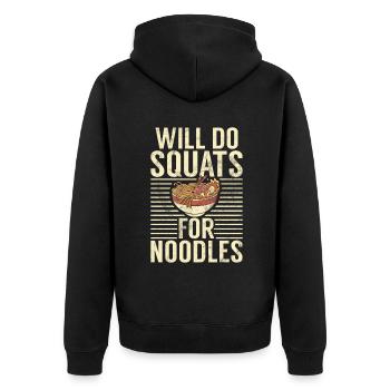 Noodle Lover Gifts - Unisex Premium Bio Zip Hoodie - Schwarz - Hinten - Nico (187cm)