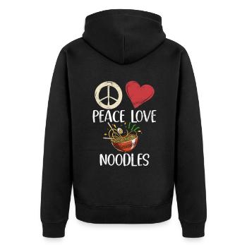 Noodle Lover Gifts - Unisex Premium Bio Zip Hoodie - Schwarz - Hinten - Nico (187cm)