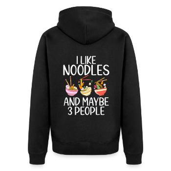 Noodle Lover Gifts - Unisex Premium Bio Zip Hoodie - Schwarz - Hinten - Nico (187cm)