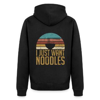 Noodle Lover Gifts - Unisex Premium Bio Zip Hoodie - Schwarz - Hinten - Nico (187cm)