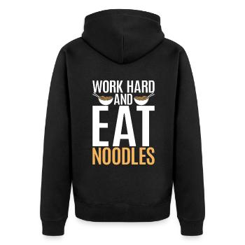 Noodle Lover Gifts - Unisex Premium Bio Zip Hoodie - Schwarz - Hinten - Nico (187cm)