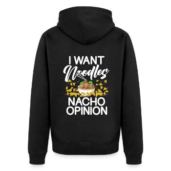 Noodle Lover Gifts - Unisex Premium Bio Zip Hoodie - Schwarz - Hinten - Nico (187cm)