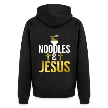 Noodle Lover Gifts - Unisex Premium Organic Zip Hoodie - black - Back - Nico (187cm)