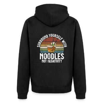 Noodle Lover Gifts - Unisex Premium Bio Zip Hoodie - Schwarz - Hinten - Nico (187cm)