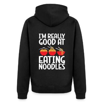 Noodle Lover Gifts - Unisex Premium Bio Zip Hoodie - Schwarz - Hinten - Nico (187cm)