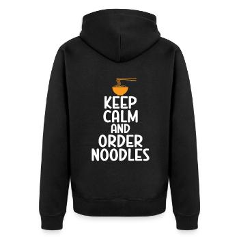 Noodle Lover Gifts - Unisex Premium Bio Zip Hoodie - Schwarz - Hinten - Nico (187cm)