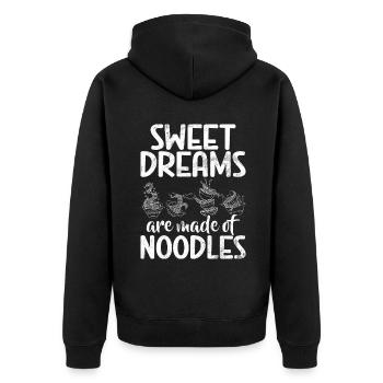 Noodle Lover Gifts - Unisex Premium Bio Zip Hoodie - Schwarz - Hinten - Nico (187cm)