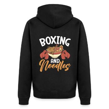 Noodle Lover Gifts - Unisex Premium Bio Zip Hoodie - Schwarz - Hinten - Nico (187cm)