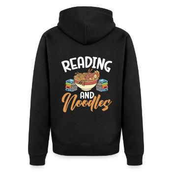 Noodle Lover Gifts - Unisex Premium Bio Zip Hoodie - Schwarz - Hinten - Nico (187cm)