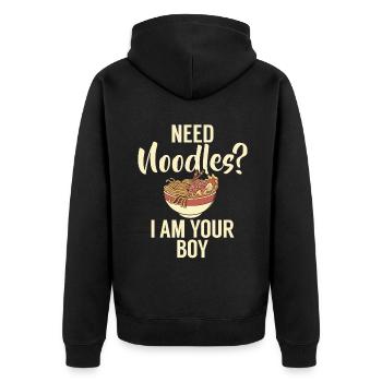 Noodle Lover Gifts - Unisex Premium Bio Zip Hoodie - Schwarz - Hinten - Nico (187cm)