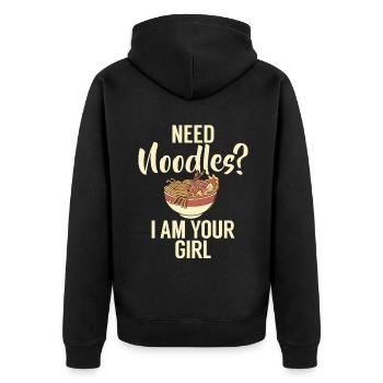 Noodle Lover Gifts - Unisex Premium Bio Zip Hoodie - Schwarz - Hinten - Nico (187cm)
