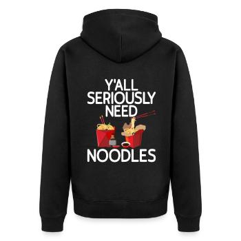 Noodle Lover Gifts - Unisex Premium Bio Zip Hoodie - Schwarz - Hinten - Nico (187cm)