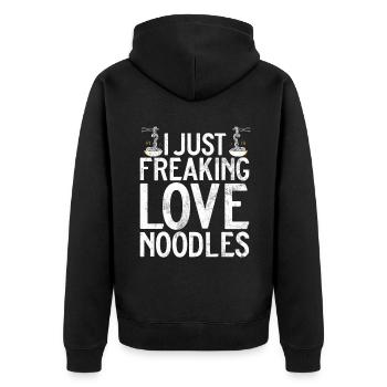 Noodle Lover Gifts - Unisex Premium Organic Zip Hoodie - black - Back - Nico (187cm)