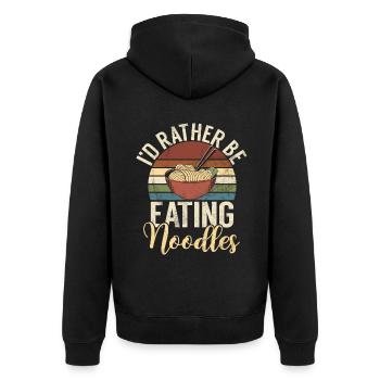 Noodle Lover Gifts - Unisex Premium Bio Zip Hoodie - Schwarz - Hinten - Nico (187cm)