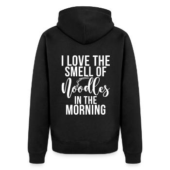 Noodle Lover Gifts - Unisex Premium Bio Zip Hoodie - Schwarz - Hinten - Nico (187cm)