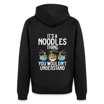 Noodle Lover Gifts - Unisex Premium Organic Zip Hoodie - black - Back - Nico (187cm)
