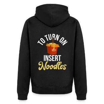 Noodle Lover Gifts - Unisex Premium Bio Zip Hoodie - Schwarz - Hinten - Nico (187cm)