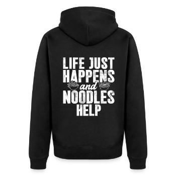 Noodle Lover Gifts - Unisex Premium Bio Zip Hoodie - Schwarz - Hinten - Nico (187cm)