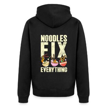 Noodle Lover Gifts - Unisex Premium Bio Zip Hoodie - Schwarz - Hinten - Nico (187cm)