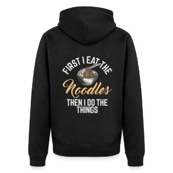 Noodle Lover Gifts - Unisex Premium Bio Zip Hoodie - Schwarz - Hinten - Nico (187cm)