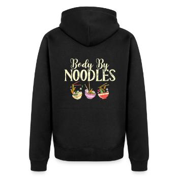 Noodle Lover Gifts - Unisex Premium Bio Zip Hoodie - Schwarz - Hinten - Nico (187cm)