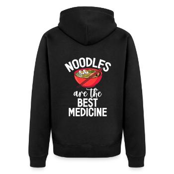 Noodle Lover Gifts - Unisex Premium Bio Zip Hoodie - Schwarz - Hinten - Nico (187cm)