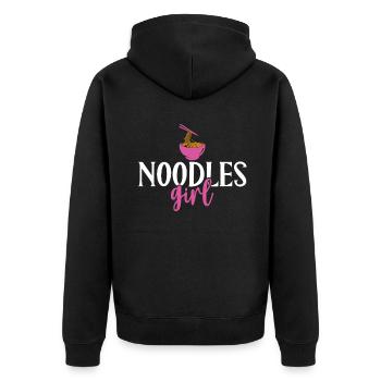 Noodle Lover Gifts - Unisex Premium Bio Zip Hoodie - Schwarz - Hinten - Nico (187cm)