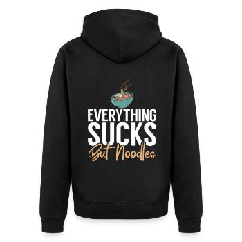 Noodle Lover Gifts - Unisex Premium Bio Zip Hoodie - Schwarz - Hinten - Nico (187cm)