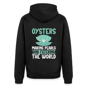 Oyster Gifts - Unisex Premium Bio Zip Hoodie - Schwarz - Hinten - Nico (187cm)