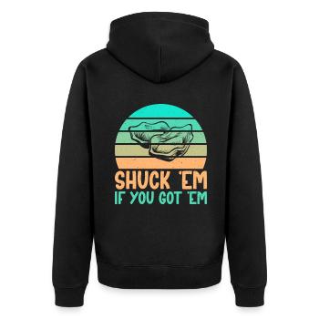Oyster Gifts - Unisex Premium Bio Zip Hoodie - Schwarz - Hinten - Nico (187cm)