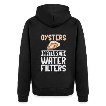 Oyster Gifts - Unisex Premium Bio Zip Hoodie - Schwarz - Hinten - Nico (187cm)