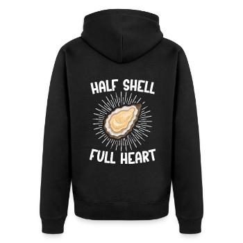 Oyster Gifts - Unisex Premium Bio Zip Hoodie - Schwarz - Hinten - Nico (187cm)