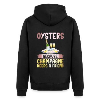 Oyster Gifts - Unisex Premium Bio Zip Hoodie - Schwarz - Hinten - Nico (187cm)