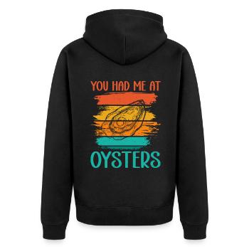 Oyster Gifts - Unisex Premium Bio Zip Hoodie - Schwarz - Hinten - Nico (187cm)