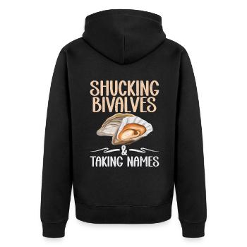 Oyster Gifts - Unisex Premium Bio Zip Hoodie - Schwarz - Hinten - Nico (187cm)