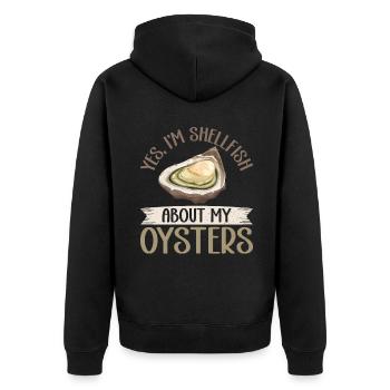 Oyster Gifts - Unisex Premium Bio Zip Hoodie - Schwarz - Hinten - Nico (187cm)