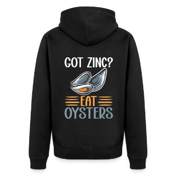 Oyster Gifts - Unisex Premium Bio Zip Hoodie - Schwarz - Hinten - Nico (187cm)