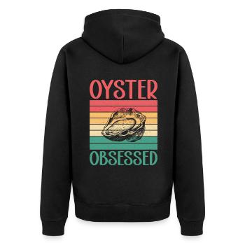 Oyster Gifts - Unisex Premium Bio Zip Hoodie - Schwarz - Hinten - Nico (187cm)