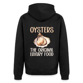 Oyster Gifts - Unisex Premium Bio Zip Hoodie - Schwarz - Hinten - Nico (187cm)