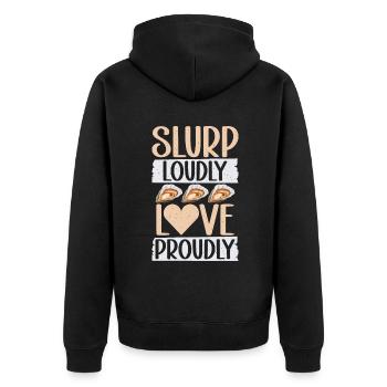 Oyster Gifts - Unisex Premium Bio Zip Hoodie - Schwarz - Hinten - Nico (187cm)
