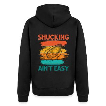 Oyster Gifts - Unisex Premium Bio Zip Hoodie - Schwarz - Hinten - Nico (187cm)