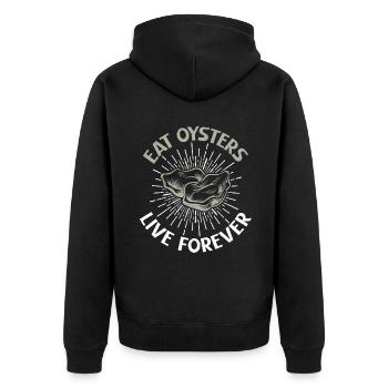 Oyster Gifts - Unisex Premium Bio Zip Hoodie - Schwarz - Hinten - Nico (187cm)