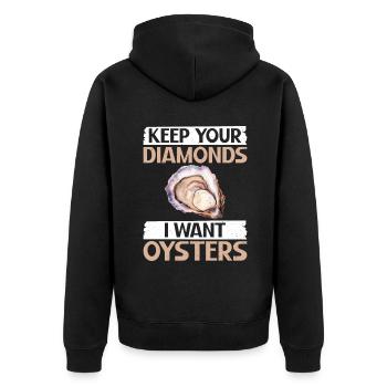 Oyster Gifts - Unisex Premium Bio Zip Hoodie - Schwarz - Hinten - Nico (187cm)