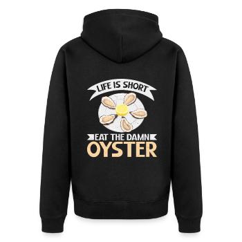Oyster Gifts - Unisex Premium Bio Zip Hoodie - Schwarz - Hinten - Nico (187cm)