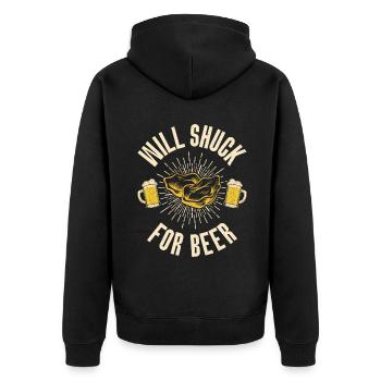 Oyster Gifts - Unisex Premium Bio Zip Hoodie - Schwarz - Hinten - Nico (187cm)