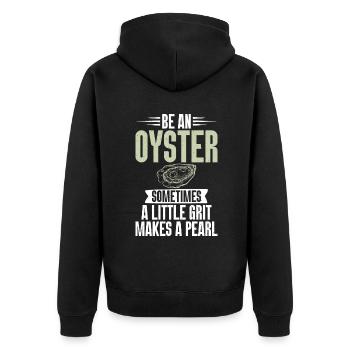 Oyster Gifts - Unisex Premium Bio Zip Hoodie - Schwarz - Hinten - Nico (187cm)