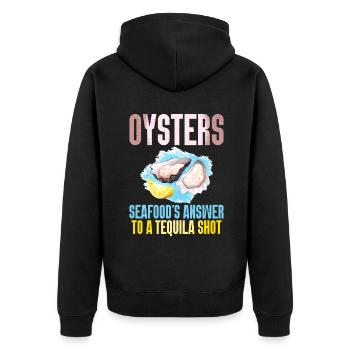 Oyster Gifts - Unisex Premium Bio Zip Hoodie - Schwarz - Hinten - Nico (187cm)