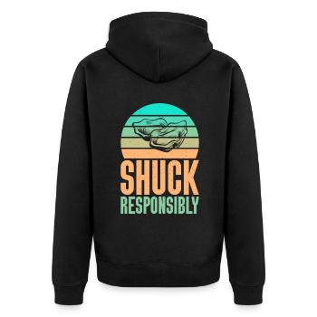 Oyster Gifts - Unisex Premium Bio Zip Hoodie - Schwarz - Hinten - Nico (187cm)